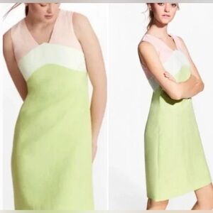 Brooks Brothers Linen Blend Sheath Color Block Dress Sz 16